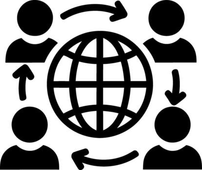 Global connection people around earth globe network arrows vector