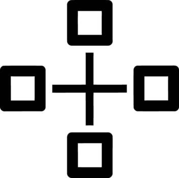 Simple cross with four square shapes modern geometric design vector