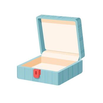 open blue box with red handle on white background vector