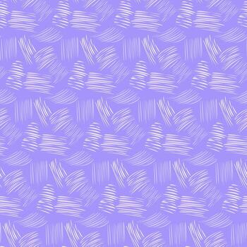 Seamless pattern with abstract hand drawn scribble strokes in white on violet background. Modern textured design for fabric, wallpaper, wrapping, and decor vector