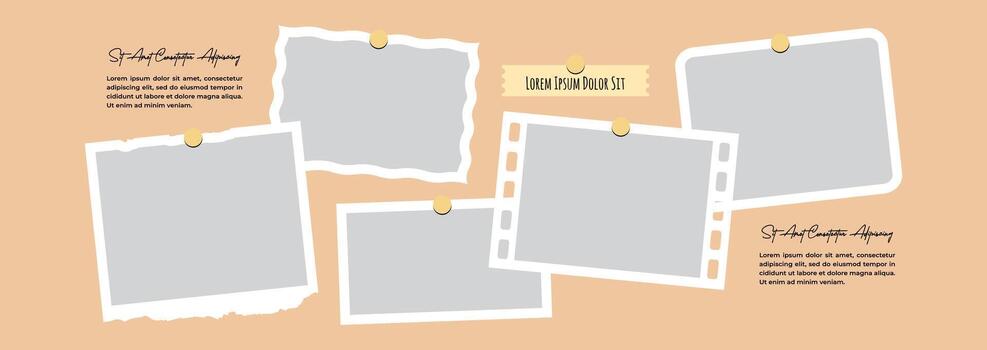 a blank Picture page grid layout abstract photo frames template vector