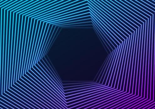 Blue ultraviolet laser hexagonal lines abstract hi-tech background vector