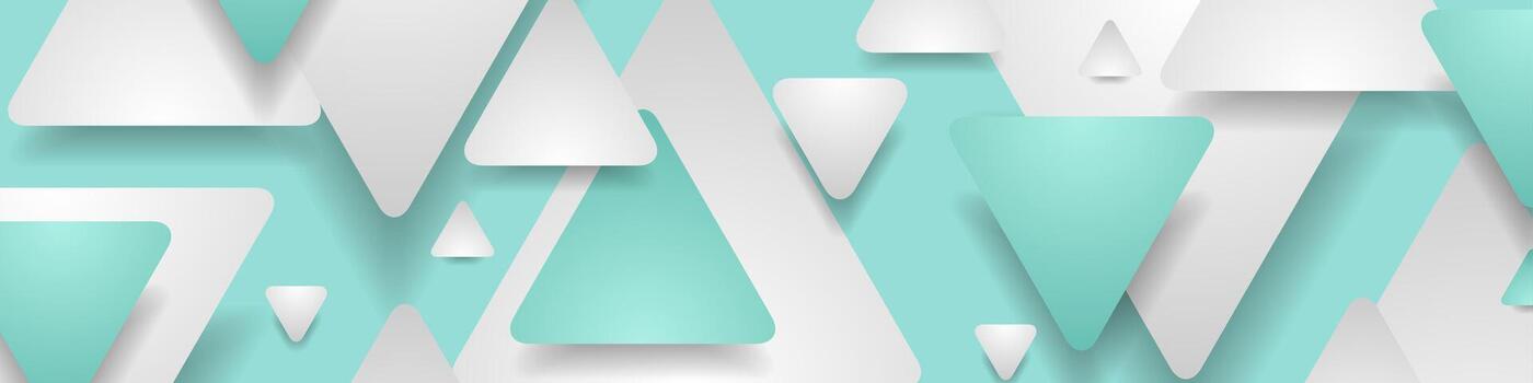 Mint and grey paper triangles abstract tech background vector