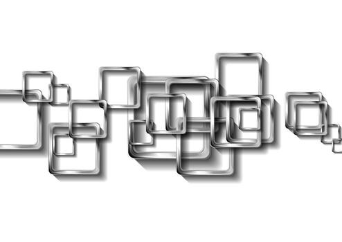 Glossy silver metallic squares abstract geometric tech background vector