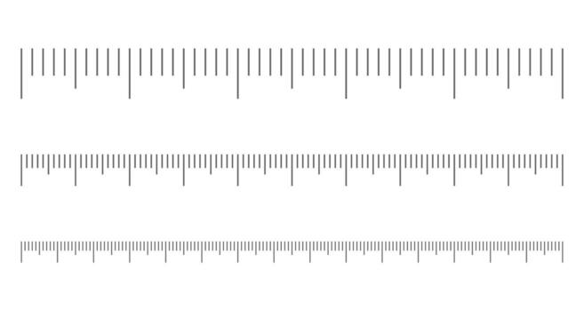 Measuring scale set with numbers, markup for rulers. Measuring scale for the ruler lines. Size comparing quantities. Distance, repeatable. vector