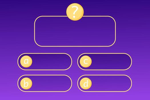 Quiz menu question interface game, show answer trivia template background. Multiple choice frame, button. Bar ui challenge. vector
