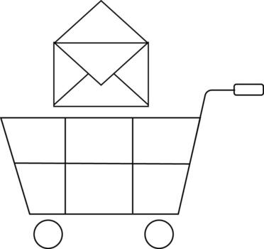a cart icon and an open message icon with a white background vector