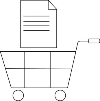 trolley icon and document paper icon with white background vector