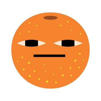 Orange Fruit with Expression Illustration. The simple and minimalistic design captures a quirky and amusing element ideal for fun projects. vector