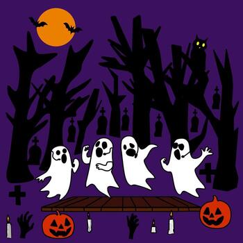 fantasma canto concurso en obsesionado bosque cementerio vector