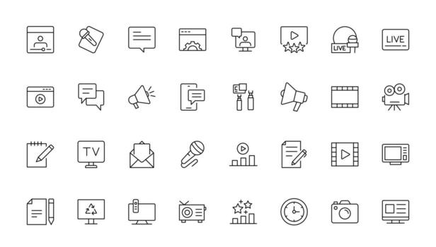 Blogging line icon collection. Post, social media, community, content, website, sharing, create, opinion. Business concept. infographic icon in line style. vector