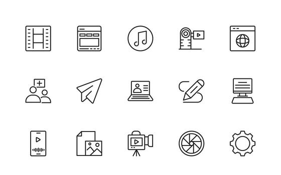 Blogging icon collection. Post, social media, community, content, website, sharing, create, opinion. Business concept. infographic in line style icon set. vector