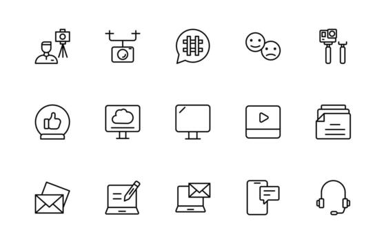 blogging icono colocar. correo, social medios de comunicación, comunidad, contenido, sitio web, intercambio, crear, opinión. negocio concepto. web infografía en contorno icono estilo. vector