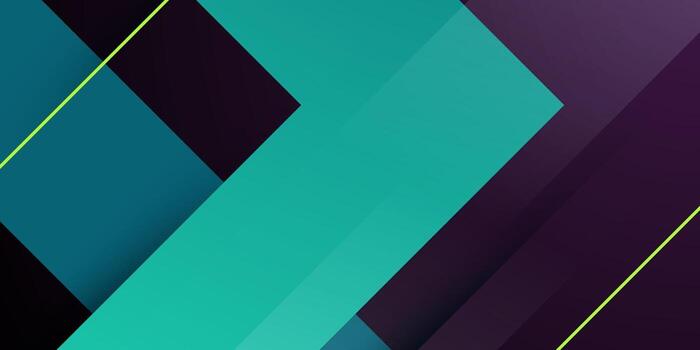 Abstract dynamic background with green arrow on dark purple color background. Trendy shapes pattern overlap design. vector