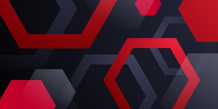 Abstract dark background with red hexagonal pattern design. Cool design banner background. vector