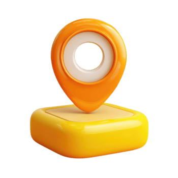 Bright Orange Location Pin Icon with Glossy Finish for Mapping and Navigation Applications png