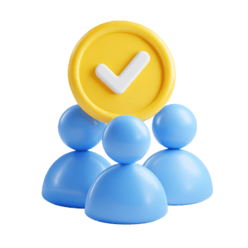 Blue User Icons with Checkmark Symbol for Approval and Verification in Digital Interface png