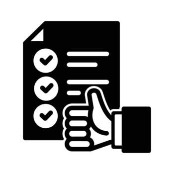 tumb and check list solid icon design good for web or mobile app vector