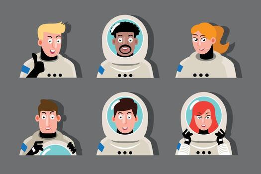 astronaut avatars in spacesuit collection vector