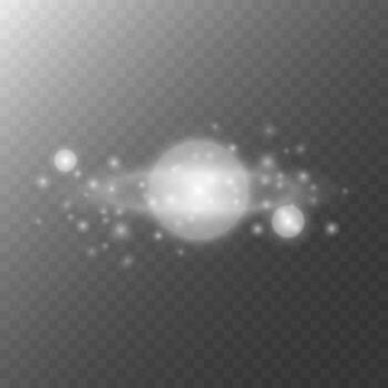 An abstract planet with sparkling particles and stars. vector