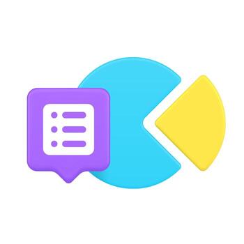 3d realista icono de azul tarta gráfico y púrpura Lista de Verificación para datos análisis y tarea administración vector