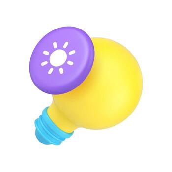3D Realistic Icon Light Bulb And Brightness Control Button For Smart Home Technology vector