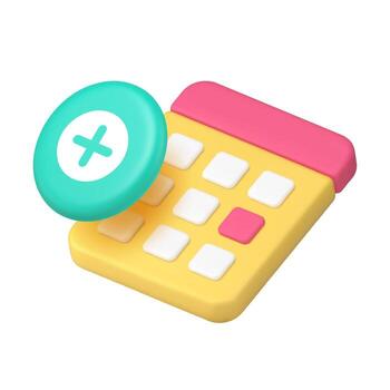 3d Realistic Icon Calendar With Date Marker And Add Button For Event Planning Interface vector