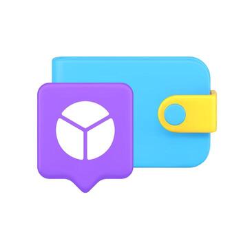 3d Realistic Icon Of Blue Folder With Yellow Clip And Purple Pie Chart For Data Analysis Analytics vector