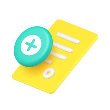 3d Realistic Icon Document Page And Add Button For File Creation And Management Interface vector