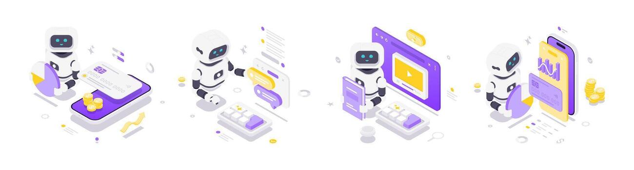 Robot illustration in technology settings vector