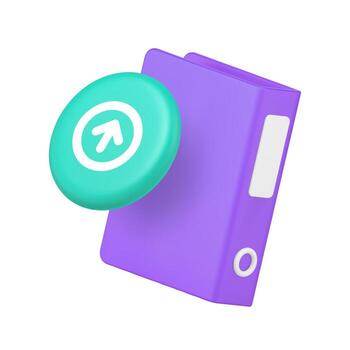 3d Realistic Icon Document Folder And Upload Arrow For File Management And Cloud Storage vector