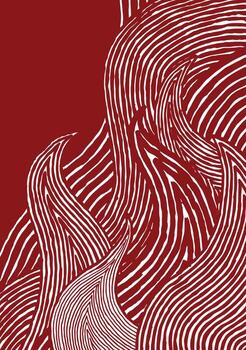 Hand drawn brush lines abstract fire pattern, Japanese and ethnic folk wood carving, block print texture background, simple graphic for textile, decoration vector