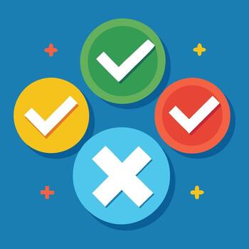 cheque marca y cruzar círculos conjunto blanco antecedentes vector