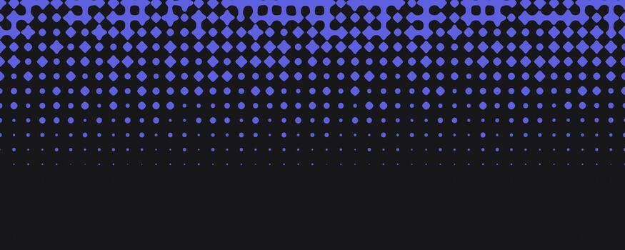 Violeta trama de semitonos puntos descender terminado oscuro espacio, techno antecedentes modelo textura. resumen cuadrícula desteñir, profundidad espejismo para tecnología, datos, ciber en bandera, encabezamiento, aterrizaje, presentación. fondo vector