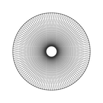 Spirograph template. Concentric ornament texture. Harmonic symmetric wireframe element. Round guilloche shape isolated on white background vector