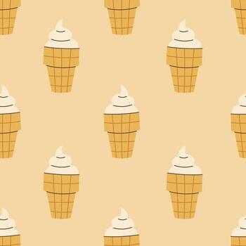 Ice Cream Cone Seamless Pattern in modern flat style vector