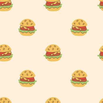 Burger Seamless Pattern in modern flat style vector