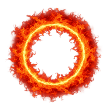 en eldig ringa av lågor isolerat på transparent bakgrund, strålande intensiv värme och ljus, skapande en fängslande och dynamisk visuell effekt png