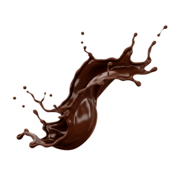 A captivating splash of rich, dark chocolate, isolated on transparent background, creating a dynamic and delicious visual that evokes indulgence and sweetness png