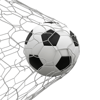 fútbol pelota en un red aislado en transparente fondo, capturar el emoción y acción de puntuación un objetivo durante un competitivo partido o práctica sesión png