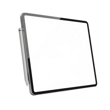 Sleek tablet with stylus isolated on transparent background, showcasing modern design and functionality for creative tasks and professional use png
