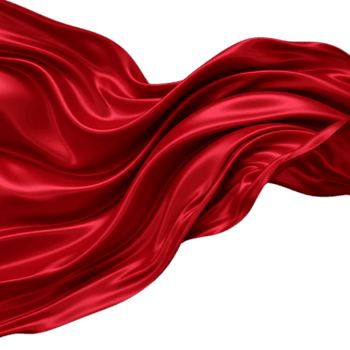 Elegant red silk fabric flowing gracefully isolated on transparent background, capturing the smooth texture and vibrant color in a dynamic and luxurious composition png