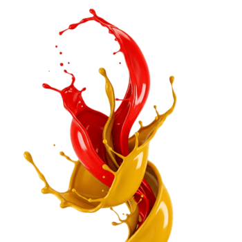 dinamico spruzzo di rosso e giallo dipingere isolato su trasparente sfondo, un' vivace Schermo di colore e movimento, Perfetto per artistico espressione png