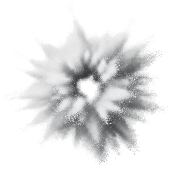 a explosão do branco pó isolado em transparente fundo, criando uma dinâmico e abstrato composição com uma central rebentar do energia png
