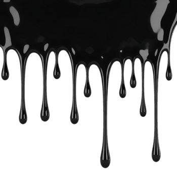 svart måla droppande ner isolerat på transparent bakgrund, skapande en visuellt slående och dramatisk effekt med dess glansig textur och slät strömma png