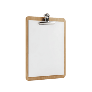 Clipboard with blank white paper isolated on transparent background, perfect for notes, reminders, or displaying important documents in a clean and organized way png