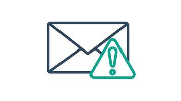 e-post ikon animation. varning e-post, säkra, varna och Viktig meddelande underrättelse symbol. transparent bakgrund video