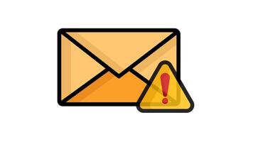 e-post ikon animation. varning e-post, säkra, varna och Viktig meddelande underrättelse symbol. alfa kanal, transparent bakgrund video