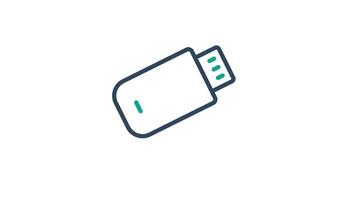 Pendrive animation icon. symbolizing USB storage, data transfer, and portable files. Transparent background video