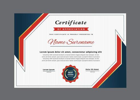 Elegant certificate of appreciation template design with modern geometric border vector